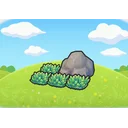 Boulder-shaded tall grass
