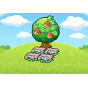 Tree-shaded flower bed