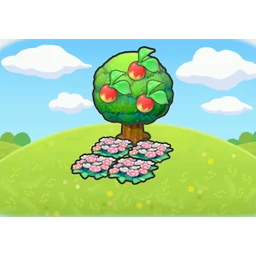 Tree-shaded flower bed