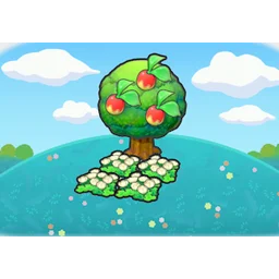 Tree-shaded fluffy flower bed